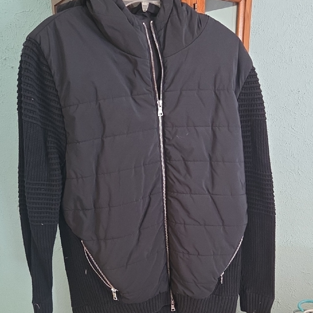 INC International Concepts Black Zip Up Sweater